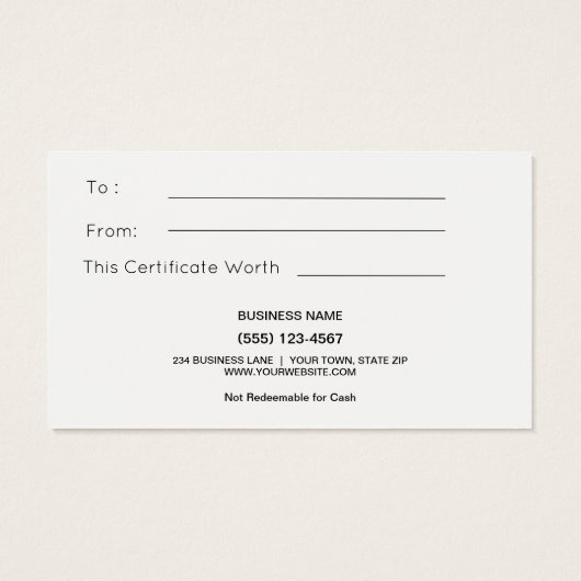 Christmas Just for You Cadeau Kaart Certificaat (Achterkant)