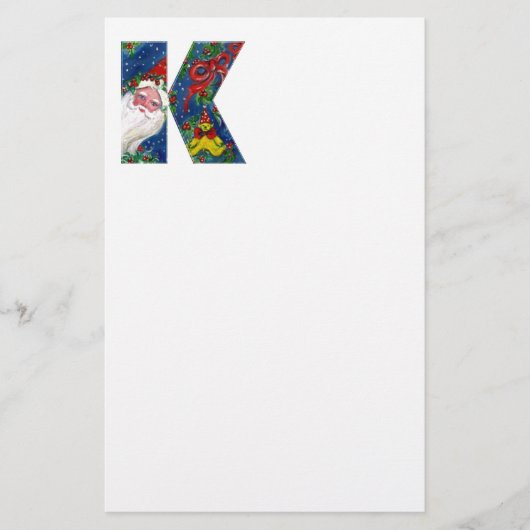 CHRISTMAS K BRIEF / SANTA CLAUS MET RODE RIBBON BRIEFPAPIER (Voorkant)