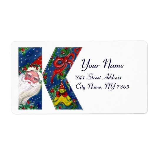 CHRISTMAS K BRIEF / SANTA CLAUS MET RODE RIBBON ETIKET (Voorkant)