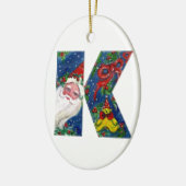 CHRISTMAS K BRIEF / SANTA CLAUS MET RODE RIBBON KERAMISCH ORNAMENT (Links)