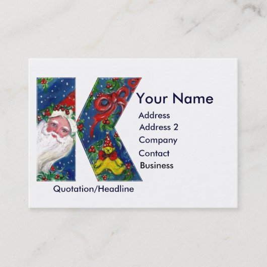 CHRISTMAS K BRIEF / SANTA CLAUS MET RODE RIBBON VISITEKAARTJE (Voorkant)