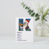CHRISTMAS K LETTER/SANTA BUGLER MONOGRAM VISITEKAARTJE (Staand voorkant)