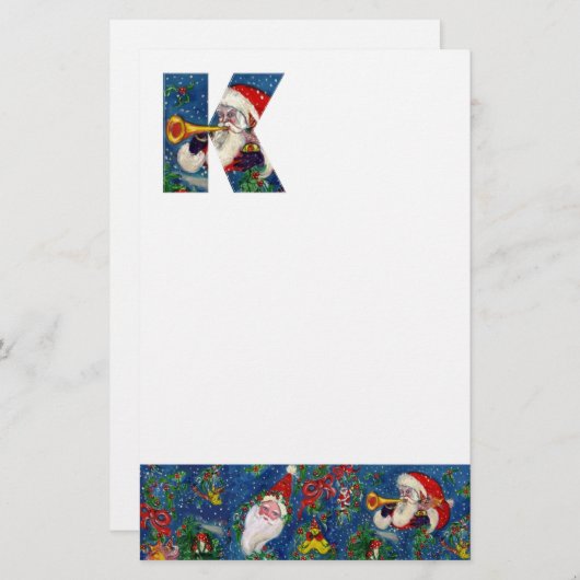 CHRISTMAS K LETTER/SANTA CLAUS BUGLER MONOGRAM BRIEFPAPIER (Voorkant / Achterkant)