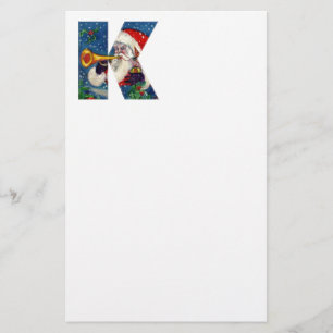CHRISTMAS K LETTER/SANTA CLAUS BUGLER MONOGRAM BRIEFPAPIER