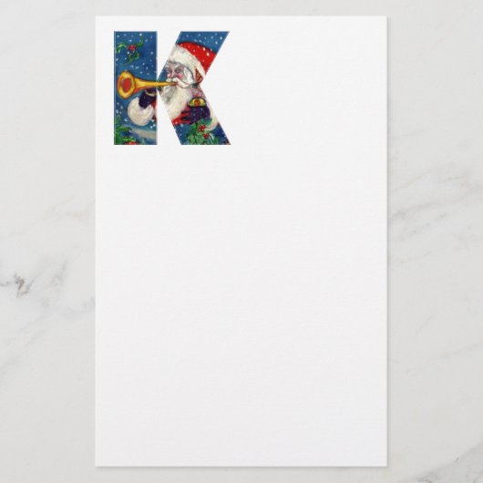 CHRISTMAS K LETTER/SANTA CLAUS BUGLER MONOGRAM BRIEFPAPIER (Voorkant)