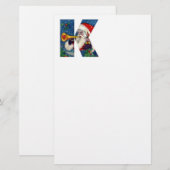 CHRISTMAS K LETTER/SANTA CLAUS BUGLER MONOGRAM BRIEFPAPIER (Voorkant / Achterkant)