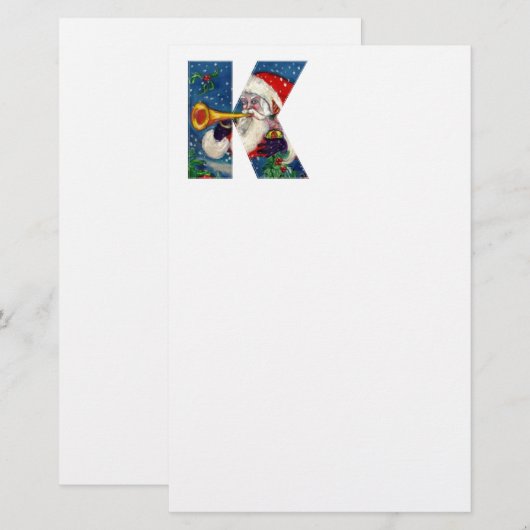 CHRISTMAS K LETTER/SANTA CLAUS BUGLER MONOGRAM BRIEFPAPIER (Voorkant / Achterkant)