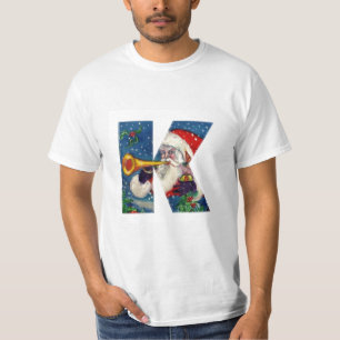 CHRISTMAS K LETTER/SANTA CLAUS BUGLER T-SHIRT