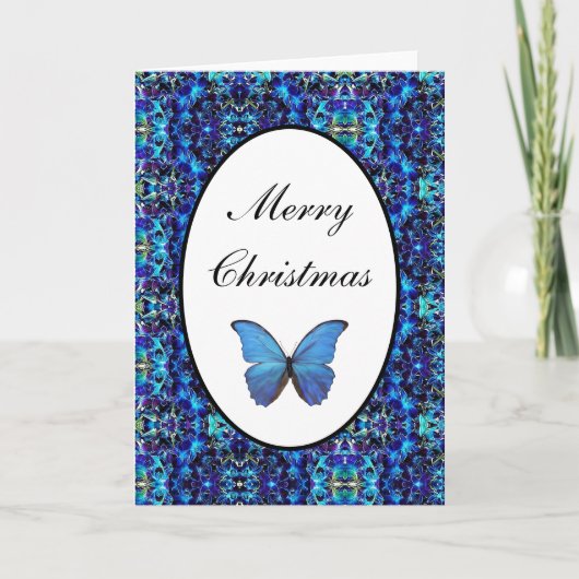Christmas Kaart Blue Morpho Butterfly (Voorkant)