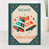 Christmas Kaart - Christmas Jingle Bells and Stars (Voorkant)