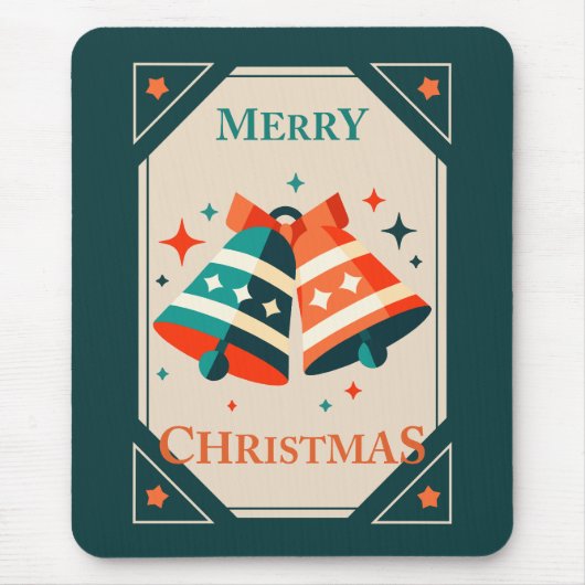 Christmas Kaart - Christmas Jingle Bells and Stars Muismat (Voorkant)