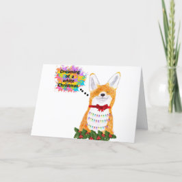 Christmas Kaart Fox droomt van een witte kerst
