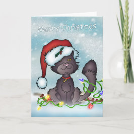 Christmas Kaart - Merry Christmas Grey Cat