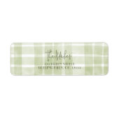Christmas Kaart Retour Adreslabels | Olive Plaid Etiket (Voorkant)