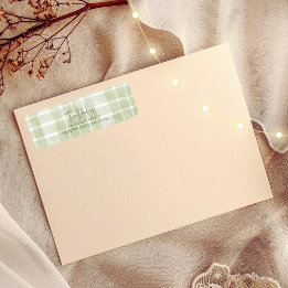 Christmas Kaart Retour Adreslabels | Olive Plaid Etiket