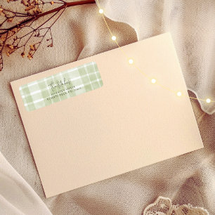 Christmas Kaart Retour Adreslabels Olive Plaid Etiket
