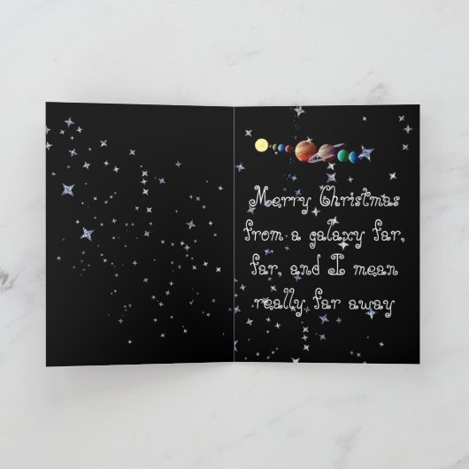 Christmas Kaart w / Alien in een ruimteschip en pl (Binnen)