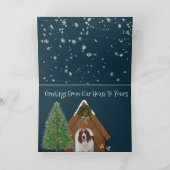 Christmas Kaart w / Mooie Basset Hound in Snow (Binnen)