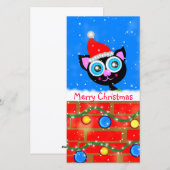 Christmas Kat Ontworpen Boek Mark Feestdagenkaart (Voorkant / Achterkant)