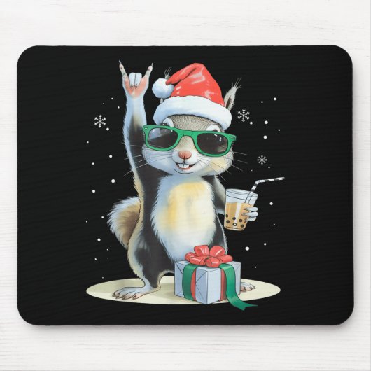 Christmas Kawaii Squirrel Bubble Tea Boba Squirrel Muismat (Voorkant)