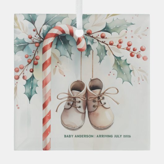 Christmas Keepsake Zwangerschapsaankondiging Glas Ornament (Voorkant)