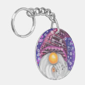 Christmas Keychain Gift Gnome In Purple Hat (Voorkant Links)