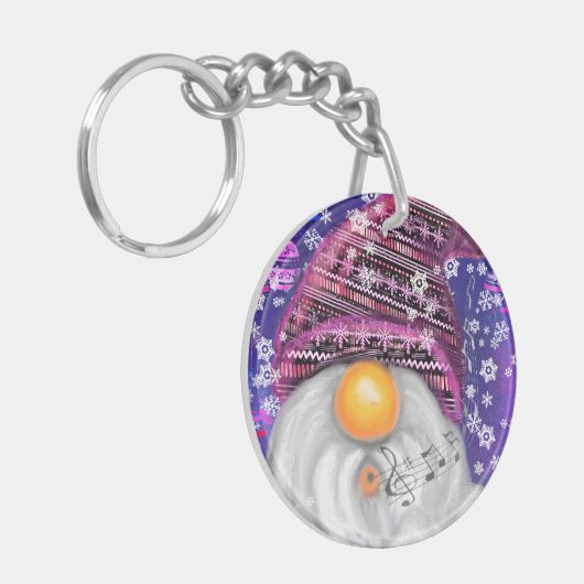 Christmas Keychain Gift Gnome In Purple Hat (Voorkant Links)