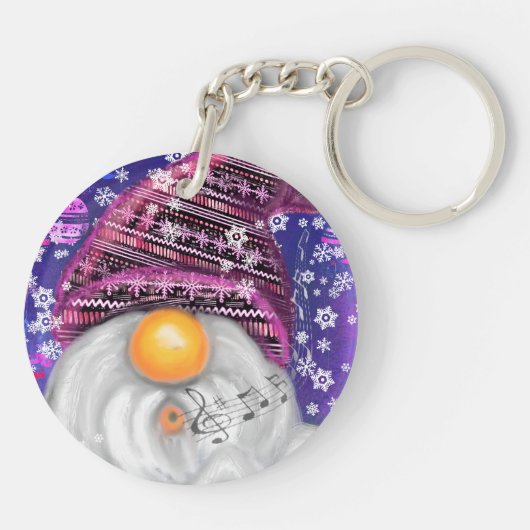 Christmas Keychain Gift Gnome In Purple Hat (Achterkant)