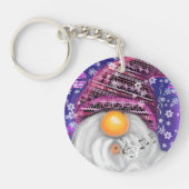 Christmas Keychain Gift Gnome In Purple Hat (Voorkant)