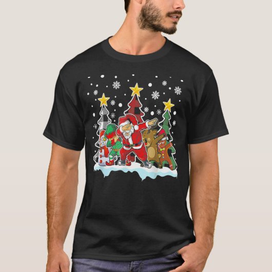 Christmas Kids Boys Men Dabbing Santa Elf Deer Fri T-shirt (Voorkant)