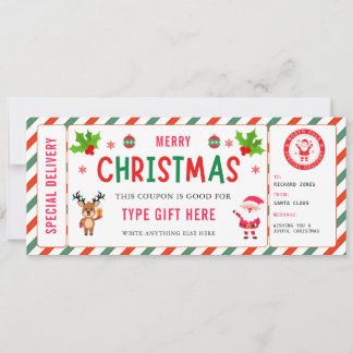 Christmas Kids Coupon Certificate Rudolph Santa Kaart