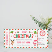 Christmas Kids Coupon Certificate Rudolph Santa Kaart (Staand voorkant)