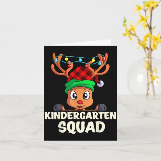Christmas Kindergarten Squad Red Buffalo Plaid Rei Kaart (Gele Bloem)
