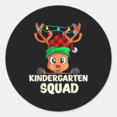 Christmas Kindergarten Squad Red Buffalo Plaid Rei Ronde Sticker (Voorkant)
