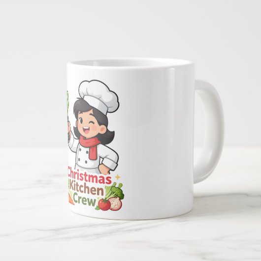 Christmas Kitchen Crew Cute Chef Mug Grote Koffiekop (Voorkant rechts)