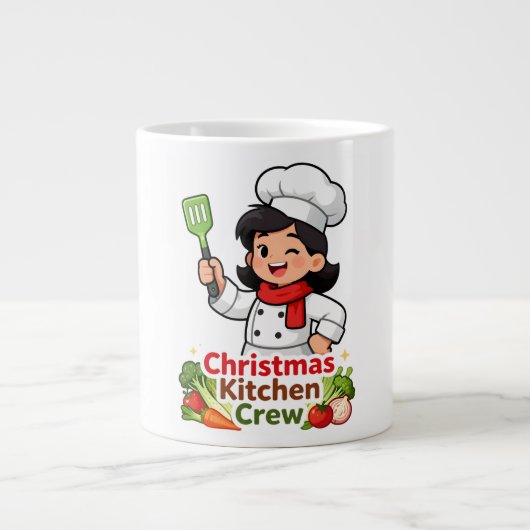 Christmas Kitchen Crew Cute Chef Mug Grote Koffiekop (Voorkant)