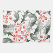 Christmas Kitchen Towel Red and Green Holly Theedoek (Horizontaal)