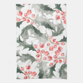 Christmas Kitchen Towel Red and Green Holly Theedoek (Verticaal)