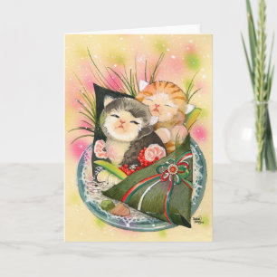 Christmas Kitten Handroll sushi Feestdagen Kaart