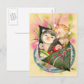 Christmas Kitten Handroll sushi Feestdagenkaart (Voorkant / Achterkant)
