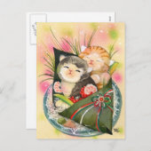 Christmas Kitten Handroll sushi Feestdagenkaart (Voorkant / Achterkant)
