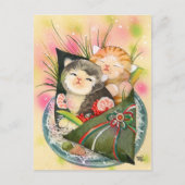 Christmas Kitten Handroll sushi Feestdagenkaart (Voorkant)