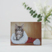 Christmas Kitten Painting Briefkaart (Staand voorkant)