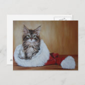 Christmas Kitten Painting Briefkaart (Voorkant / Achterkant)