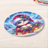 Christmas Kitten Ronde Onderzetter Gift (Gebogen)
