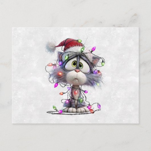 Christmas Kitten tangled in Lights Briefkaart (Voorkant)