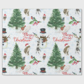 Christmas Kittens and Snowmen Cadeaupapier (Vlak)