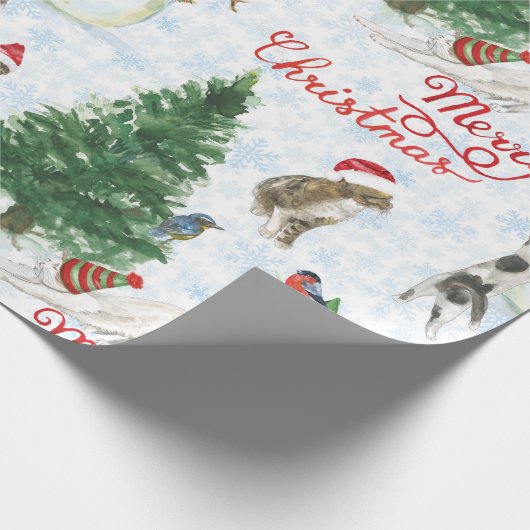 Christmas Kittens and Snowmen Cadeaupapier (Hoek)