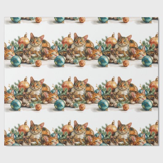Christmas Kittens Cadeaupapier (Vlak)