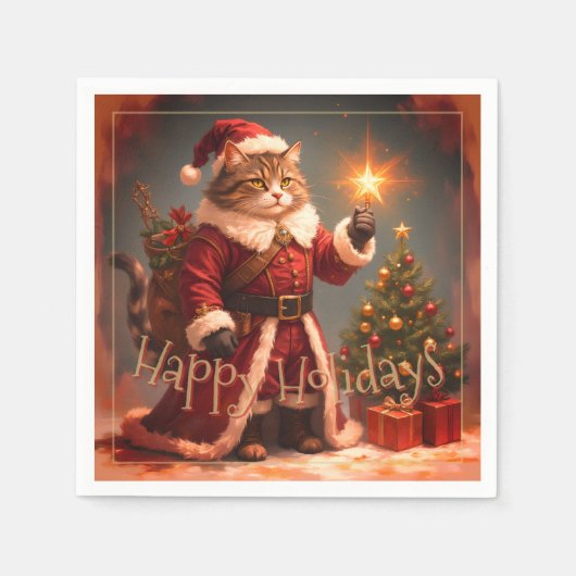 Christmas Kitty Cat Designer Servet (Voorkant)